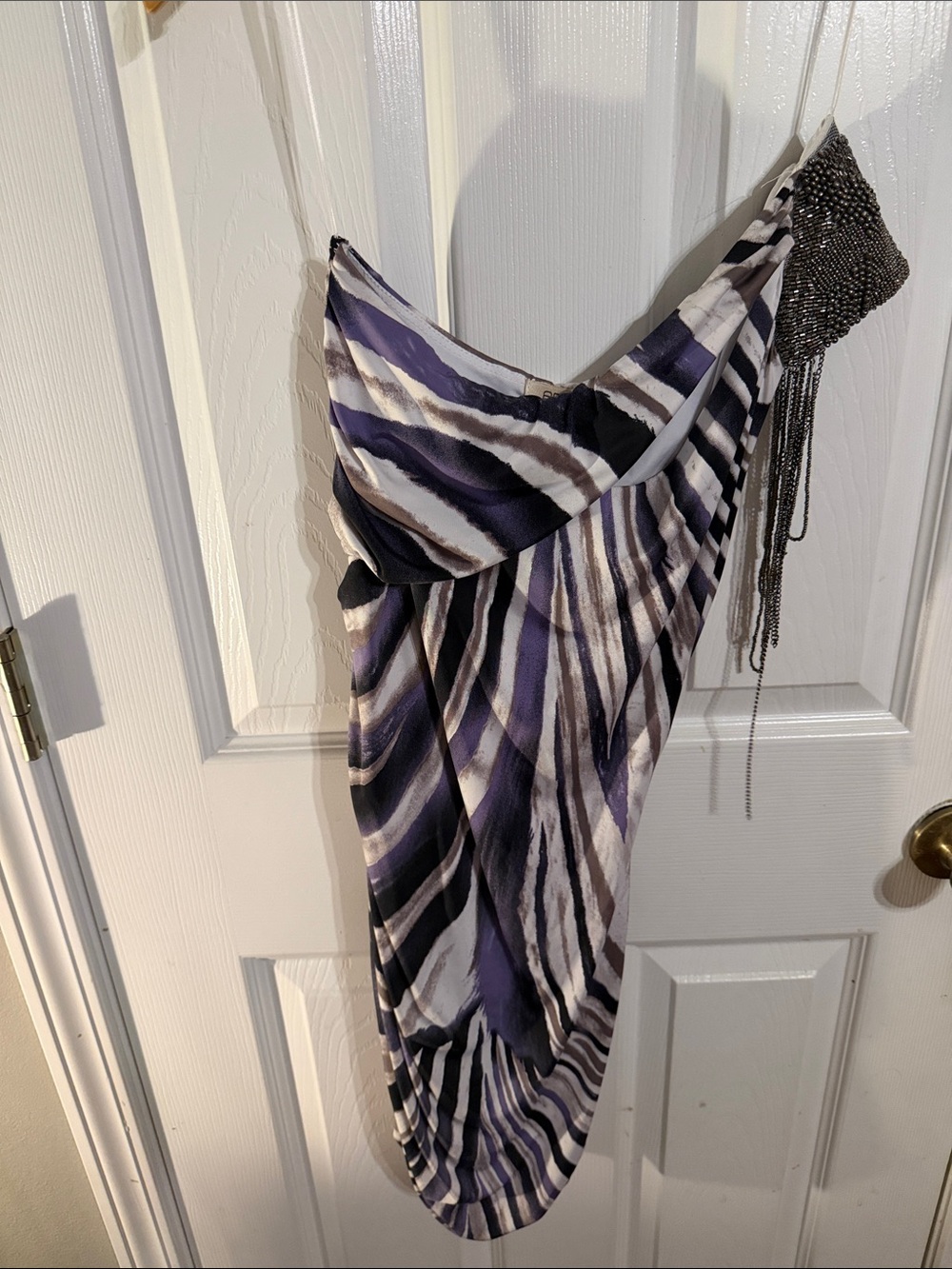 Y2K Arden B One-Shoulder Striped Purple and Black Mini Dress